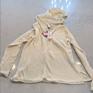Hanna Andersson Cream Wool Blend Hooded Cardigan XL